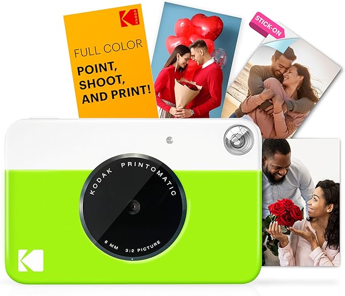 KODAK Printomatic Full-Color Instant Print Digital Camera - Colorful Photos On Zink 2x3" Sticky-Back Photo Paper - 5MP, Portable, Creative Fun Gift for Birthday, Christmas, Holiday - Green