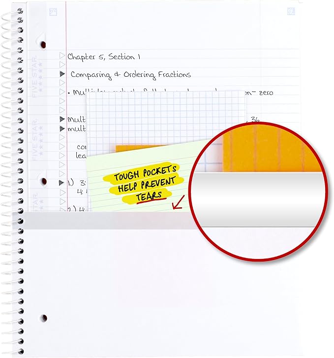 Five Star Spiral Notebook + Study App,1 Subject,College Ruled,8-1/2" x 11",80 Sheets,Fights Ink Bleed,Water Resistant Cover,Soft Petals (820331F-ECM),(Pack of 12)