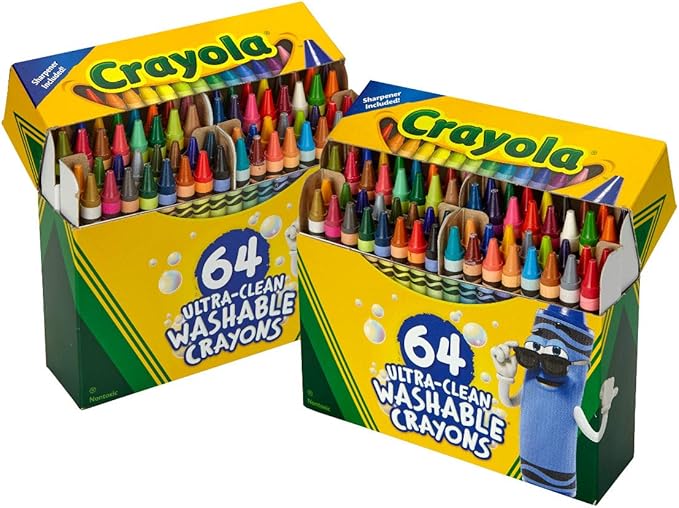 Crayola Washable Crayons for Kids - 64ct (2 Boxes), Essential Easter Basket Stuffers, Bulk Crayons for Toddlers, Spring Crafts, Kids Arts Supplies for Coloring Books [Amazon Exclusive]