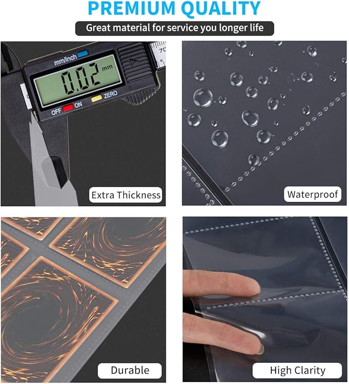 Trading Card Sleeves, JIQEZNL 1440 Pockets Premium Double Side Baseball Card Sleeves Pages for 3 Ring Binder, 9 Pocket Card Sheets Protectors for Standard Pokemon Cards, Sports, Yugioh, Business Cards