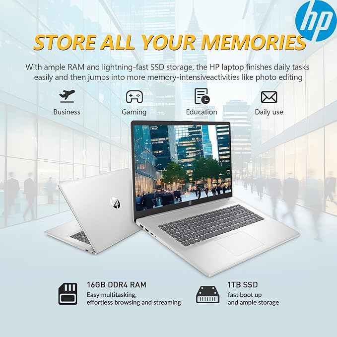 HP 17.3" Touchscreen Laptop PC Computer, 17 Inch HD+ Touch Screen Business Laptop Notebook, Windows 11 Pro, AMD Ryzen 5 (6-Cores), 16GB RAM 1TB SSD, 10-Key Number Pad, Copilot Key