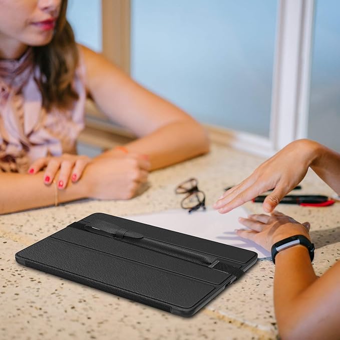 Fintie Pen Holder with USB Adapter Pocket for Apple Pencil Pro, Apple Pencil (USB-C / 1st / 2nd Generation), Elastic Vegan Leather Sleeve Pouch Compatible with iPad Case, Black