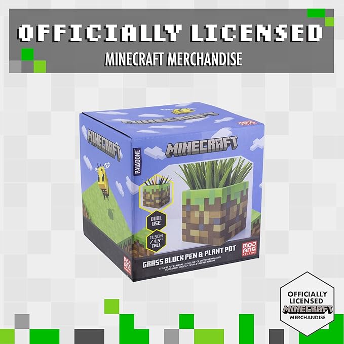 Paladone Minecraft Glass Block Ceramic Planter or Pen Holder | Minecraft