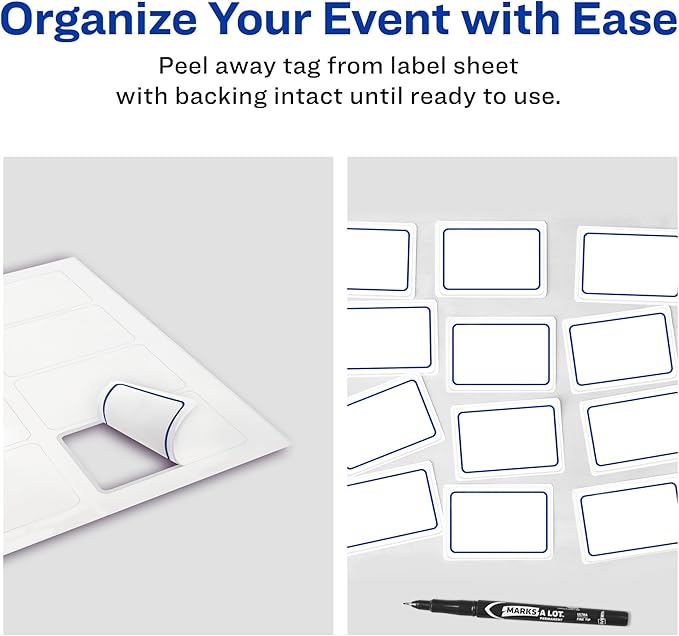 Avery Premium Event Name Tags, Ice Breaker Questions, No Lift No Curl, 80 Handwriteable Name Stickers