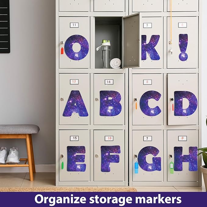 Qyeahkj 150 PCS Large 6" Font Bulletin Board Letters Outer Space Themed Punctuation Cutouts Combo Set Galaxy Letters Decoration Classroom Starry Sky Alphabet Poster for Home School Wall Display Decor