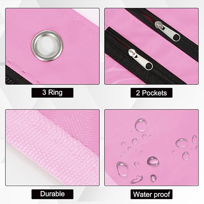 YoeeJob 6 Pack 1 Inch Expandable Zipper Pencil Pouches with Clear Window for 3 Ring Binder, Suitable for School & Office（Pink）