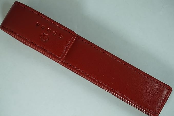 Cross Full Grain Burgundy red Leather with Matching Thread Color Combinations, Single Flip Top Pen Pouch with Secure snap, Can Accommodate Any Cross Pen