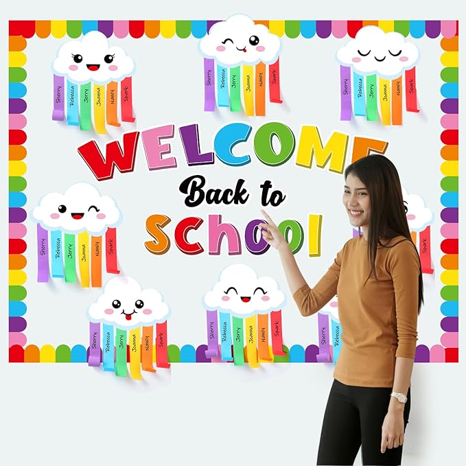 St.Patrick's Day Bulletin Board Set 3D Rainbow Classroom Decorations Gold Coin Paper Cutouts with Borders for Door Wall Decor Home Office Supplies(13 x 8.7 x 0.6 Inch,Back to School)
