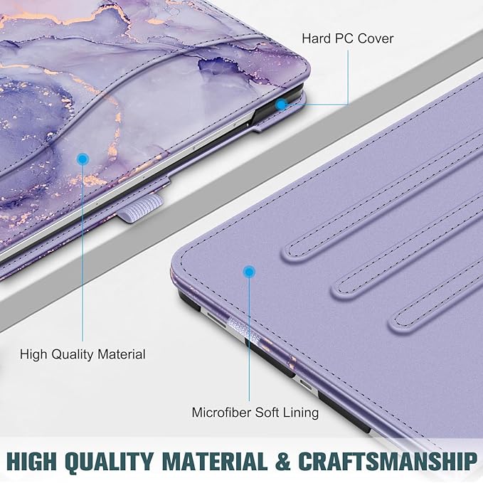 Fintie Case for Samsung Galaxy Tab S10 Lite/ S10 FE/ S9 FE 5G 10.9 Inch/Tab S9 11 Inch with S Pen Holder, Multi-Angle Viewing Protective Cover with Pocket, Auto Sleep/Wake, Lilac Marble