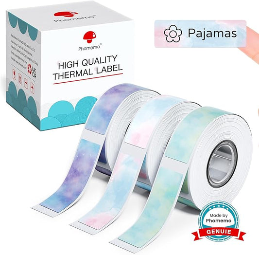 Phomemo D30 Label Maker Tape, Black on Colorful Starry Sky Patterns Sticker Thermal Label Paper, Self-Adhesive Label Tape, 0.47" 12 x 40 mm (0.47 x 1.57 Inch) 3-Rolls