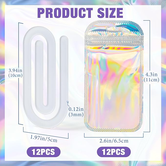 24 Pack Acrylic Sublimation Paper Clips Blanks, 4" X 2" 12Pcs Jumbo Sublimation Paper Clips with 12Pcs Gift Bags Personalized Paperclips Bookmark for DIY Crafts, Home Office School Supplies