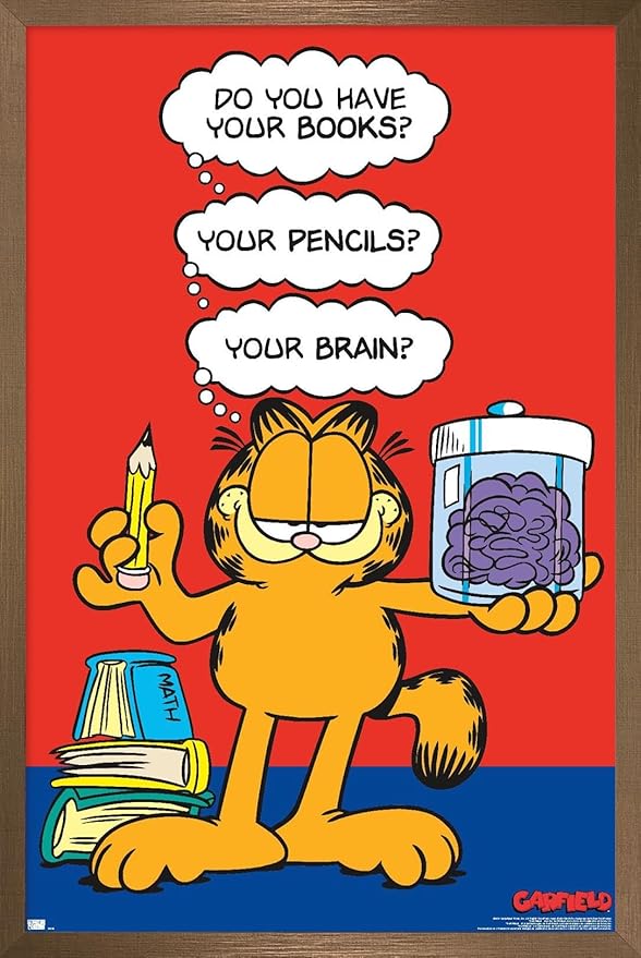 Garfield - Brain Wall Poster, 34L" x 22.4W", Bronze Framed Version