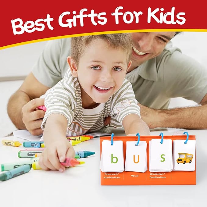 Phonics Flash Cards Learn to Read CVC Word Builder Games, Sight Words Games for Kindergarten Classroom Supplies, Preschool Phonics Learning Activity, Special Education Speech Therapy Toys