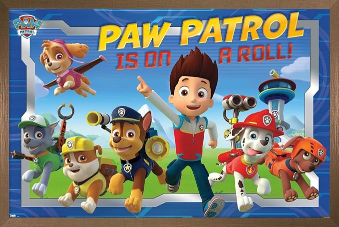 Nickelodeon Paw Patrol - Crew Wall Poster, 34L" x 22.4W", Bronze Framed Version