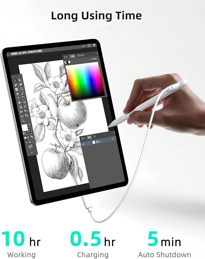 for iPad Pencil, Anti-Lost Stylus Pen for iPad Pro/iPad Air/iPad/iPad mini 2018-2025, Works with Apple Find My, with Shortcuts to Homepage & Multitasking, USB-C Wired Charge, Off-White