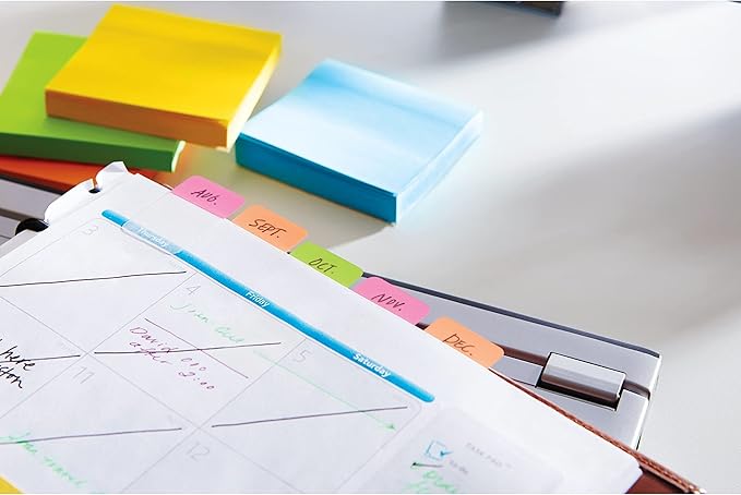 Post-it Tabs, 1 in Solid, Aqua, Yellow, Pink, Violet, 22/Color, 88/Dispenser (686-AYPV1IN)