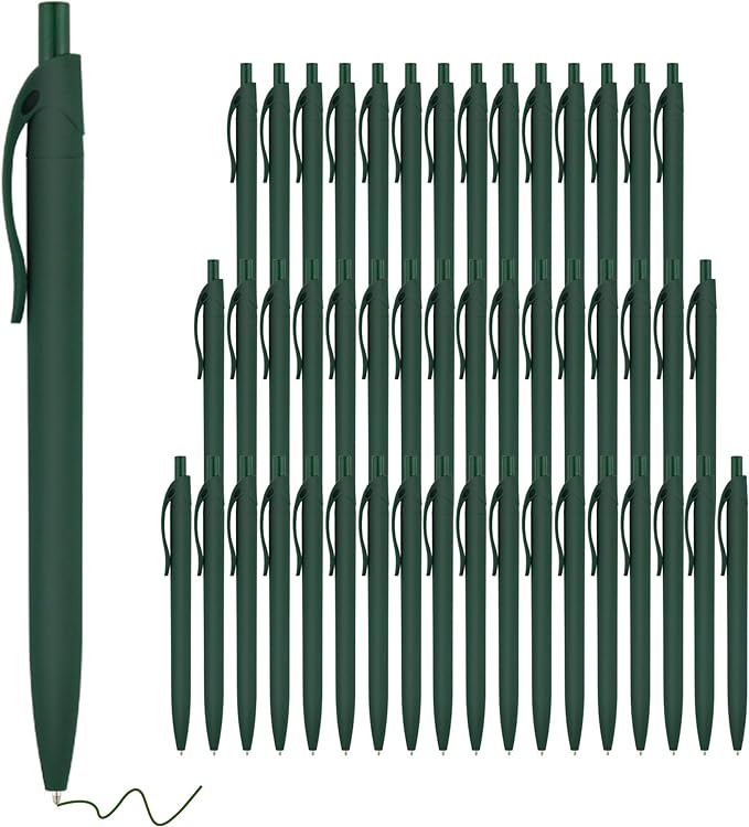 deegtran Pens Bulk, 50 Pack No Bleed Green Click Pens, Wholesale Retractable Ballpoint Pens, Pens Medium Point, Smooth Ink Pens, 1.0MM Green Ink DGMC005050-GS