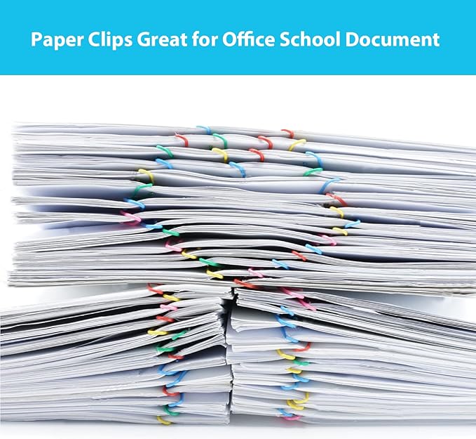 Paper Clips, 180 Pack Medium Size Paperclips 1.3 Inch (33mm) Assorted Colored Coated Paper Clips Great for Office School Document Organizing
