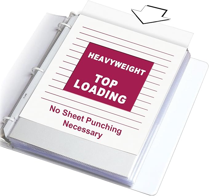 C-Line Top Loading Heavyweight Poly Sheet Protectors, Clear, 8.5 x 11 Inches, 200 per Box (62097)