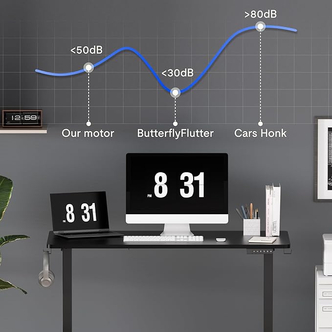 FLEXISPOT Standing Desk Electric Height Adjustable Desk with 40 x 24 Inch Splice Board, Home Office Computer Workstation, Black Top + Black Frame