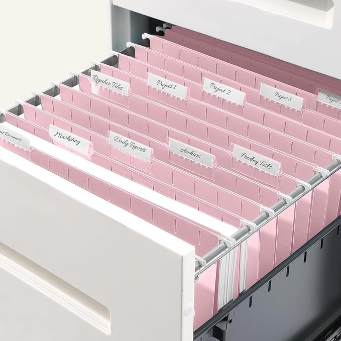 SUNEE 6 Pack Hanging File Folders, Pink Folders, Hanging File Folders Letter Size with 1/5-cut Tabs, Stay Organized for Your Home and Office Bulk File and Documents