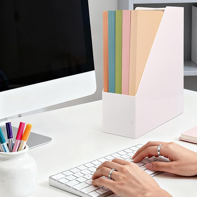 Whaline 24 Pack Boho Colored File Folders Letter Size 6 Solid Colors File Pockets with 1/3 Cut Tab for Home Office Classroom Supplies, 8.9 x 11.6 Inch