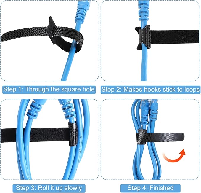 120PCS 6 Inch Reusable Cable Ties Wire Ties Cord Organizer Cable Organizer Adjustable Management Black (Pack of 2)