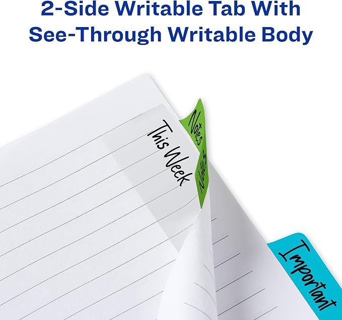 Avery Multiuse Ultra Tabs, 2" x 1.5", 2-Side Writable, Red/Blue/Green, 48 Repositionable Tabs (74757)