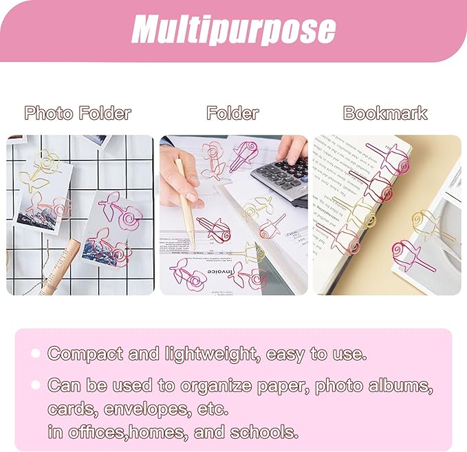 80 Pcs Cute Flower Paper Clips Set, Floral Paper Clips for Office Supplies Organization (Flower Shape 2)