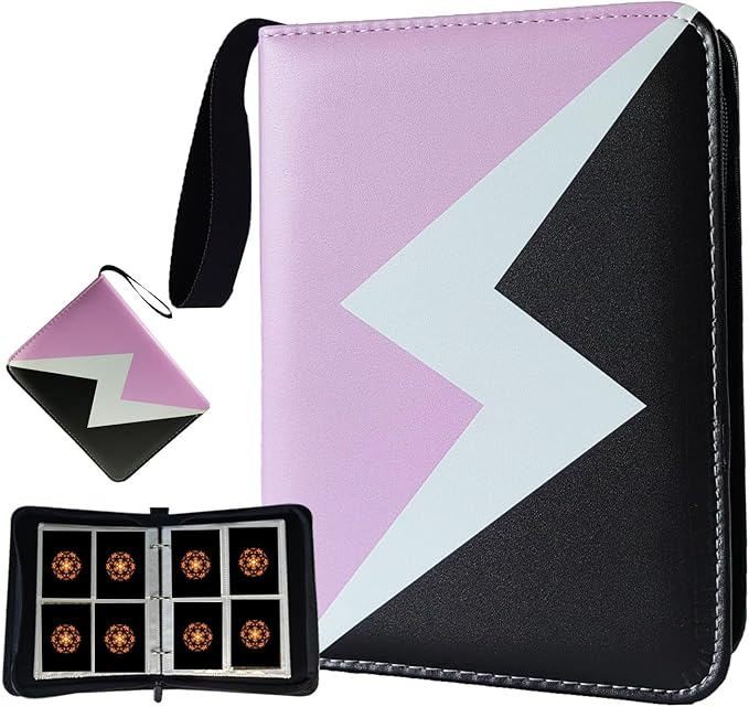 Card Binder 4 Pocket, 3-Ring 400 Pockets Zipper Card Holder Album with Removable 50 Sleeves, Card Folder Book for Trading Cards, MTG, TCG, Yugioh Cards, Sports Cards (Purple)