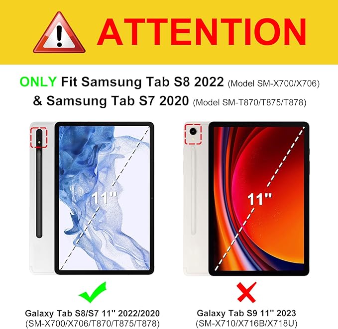 Fintie Slim Case for Samsung Galaxy Tab S8 2022/Tab S7 2020 11 Inch (Model SM-X700/X706/T870/T875/T878) with Built-in S Pen Holder, Soft TPU Smart Stand Back Cover Auto Wake/Sleep Feature, Composition
