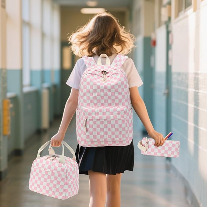 Bluboon School Backpack Set Girls Womens Laptop Bookbag Casual Daypack Fits 15 inch Laptop with Lunch Tote Bag and Pencil Bag