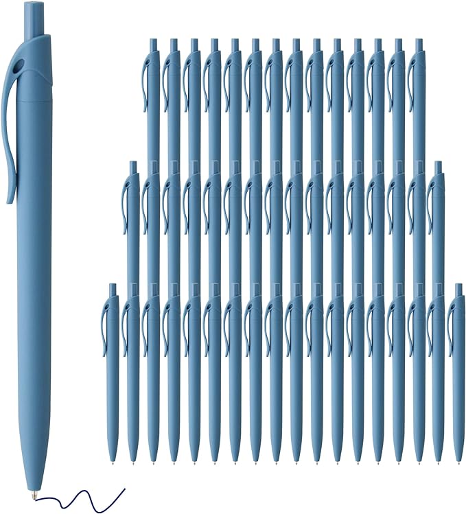 deegtran Pens Bulk, 50 Pack No Bleed Click Pens, Wholesale Retractable Ballpoint Pens, Pen Medium Point, Smooth Ink Pen, 1.0MM Blue Ink