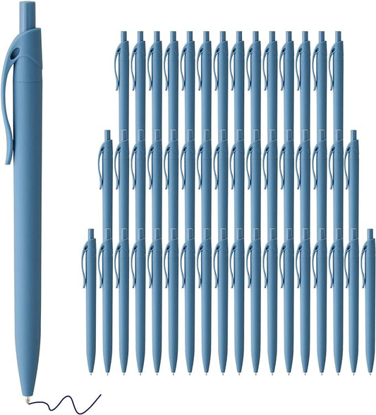 deegtran Pens Bulk, 50 Pack No Bleed Click Pens, Wholesale Retractable Ballpoint Pens, Pen Medium Point, Smooth Ink Pen, 1.0MM Blue Ink
