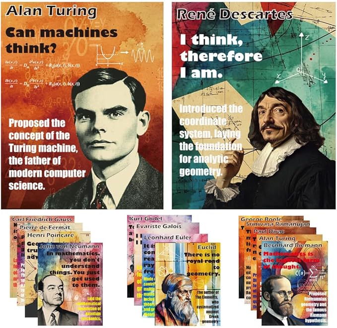 1step2dream Mathematician Posters Set | Math Classroom Decor, Middle School Math Posters, Engaging Science Classroom Decorations & Bulletin Board Kits - 11x14 Inch Motivational Wall Art for Math Enthusiasts