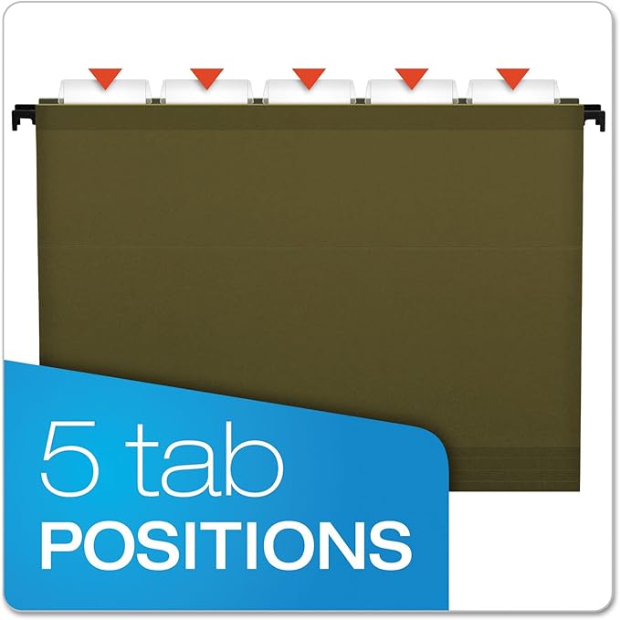 Pendaflex SureHook Reinforced Extra Capacity Hanging Folders, Letter, Standard Green, 1/5 Cut, 20/BX (6152x2)