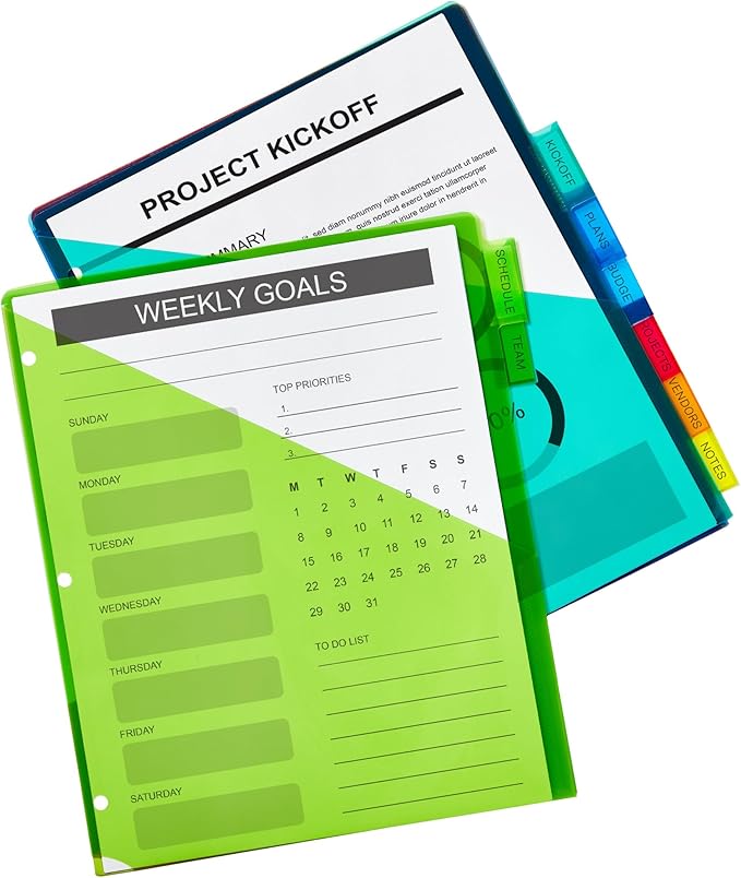 Avery Insertable Plastic Dividers for 3 Ring Binders, 8 Tabs per Set, Big Tabs, Two Pockets, Multicolor Binder Dividers, Works with Sheet Protectors (24 Sets of 11903)