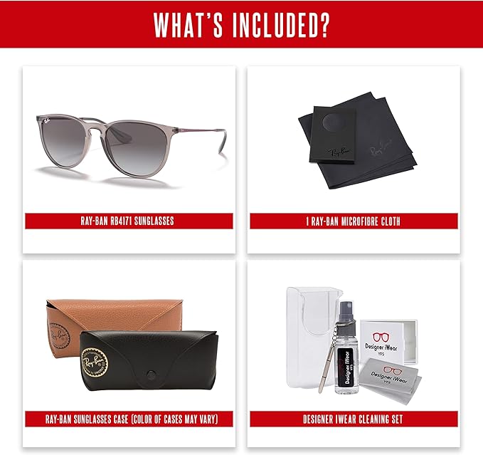 Ray-Ban RB4171 ERIKA Round Sunglasses For Women +BUNDLE with ACCESSORY EYEWEAR KIT