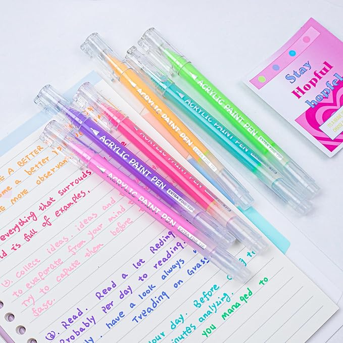 SASPOO Acrylic Gel Pens for Drawing,Colors Gel Paint Pens Ultra Fine ST Point 1.0, Set of Acrylic Marker Pens Color Ink for Journaling, Crafts Art Supplies (12)