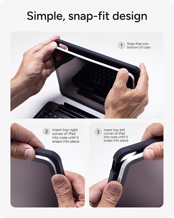 ZAGG Rugged Book Detachable Case with Magnetic-Hinged Backlit Keyboard for iPad Air/Air 2/9.7/9.7 Pro - Multi-Device Bluetooth Pairing - USB-C to USB-C Cable Included, Black