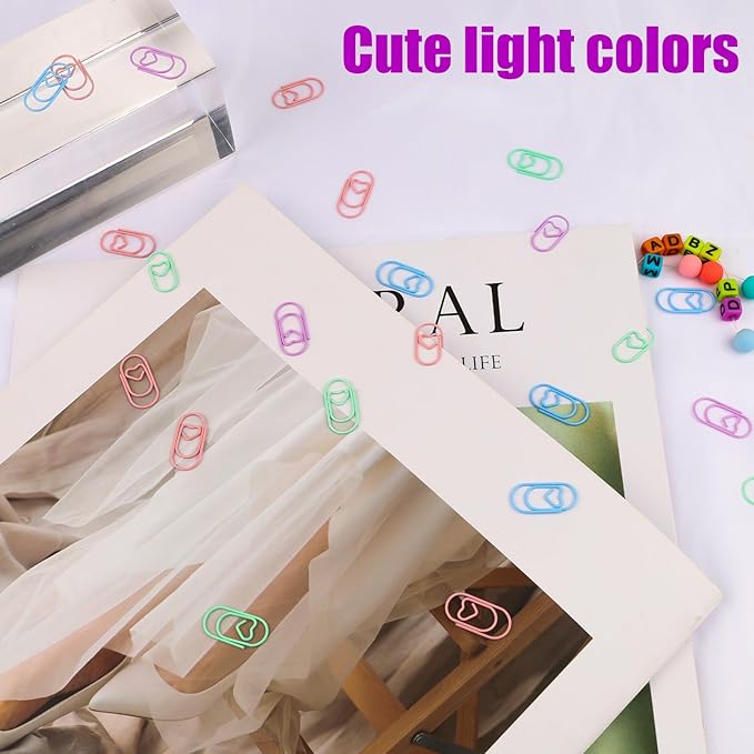 80 Pcs Heart Paper Clips - Love Heart-Shaped Small Clip Metal Journaling Clamps, Colorful Decorative Cute Paper Clips for Women, Document Note Sorting & Organizing
