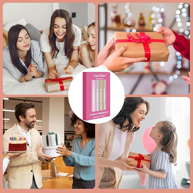 YOOUSOO Aesthetic Bible Highlighters, Cute Highlighters Assorted Colors, Bible Highlighter No Bleed, Pastel Pink Highlighter for Journaling Supplies And School, Valentines Day Gifts for Women & Girl