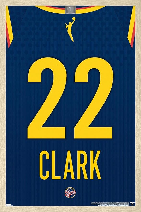 WNBA Indiana Fever - Caitlin Clark Jersey Wall Poster, 22.4L" x 14.7W", Blonde Framed Version