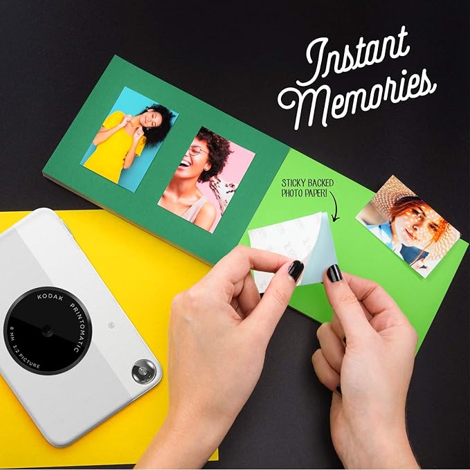 KODAK Printomatic Full-Color Instant Print Digital Camera - Colorful Photos On Zink 2x3" Sticky-Back Photo Paper - 5MP, Portable, Creative Fun Gift for Birthday, Christmas, Holiday - Grey