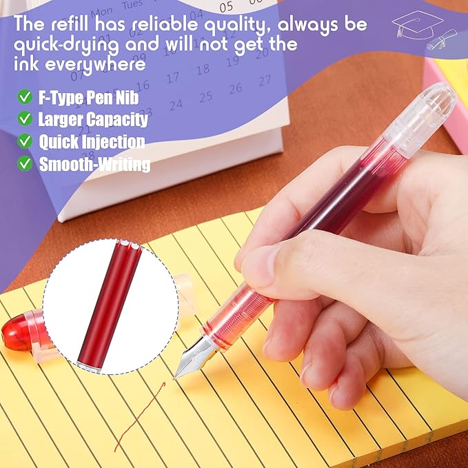 Clabby 12 Pieces Disposable Fountain Pens, Quick-Drying Ink Pen, Smooth-Writing Multicolor Art Supplies for Sketching, Journaling, Calligraphy and Doodling (Mixed Colors)