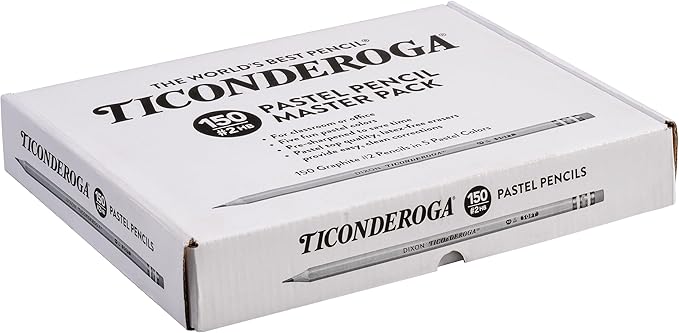 Ticonderoga Wood-Cased Pencils,Pre-Sharpened,2 HB Soft,Pastel Colors,150 Count (Pack of 6)