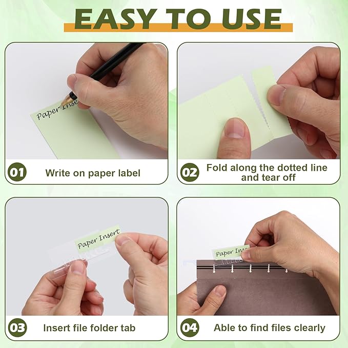 100 Pcs Hanging File Folder Tab Inserts 2 Inch Colored Blank File Tab Hanging File Folders Labels Paper Inserts Thick 300Gsm Cardstock for 2 Inch Hanging Folder Tab