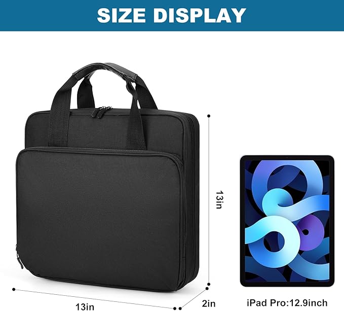 Zipper Binder with Shoulder Strap,3 Ring 2 inch Binder with Zipper, Office Binder Organizer,500 Sheet Capacity (Black)