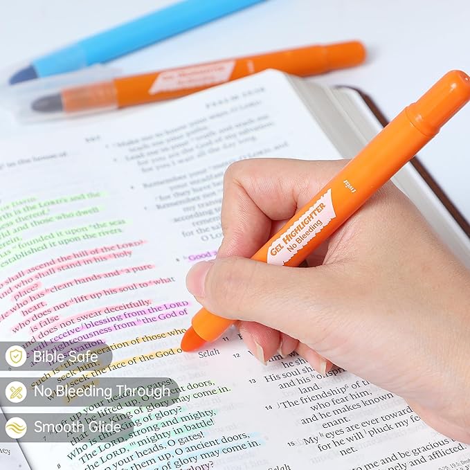 Bible Highlighters and Pens No Bleed, 16 Pack Assorted Colors Gel Highlighters for Bibles, Bible Markers Study Kit Journaling Office Supplies (Vibrant colors)