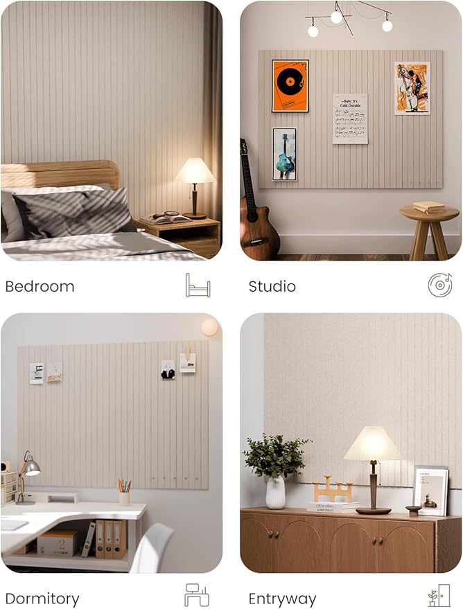Fluxynara Large Felt Bulletin Board 48" x 36" Cork Board Alternative-12 Pack with 70 Safe Removable Adhesive Tabs, Cork Boards for Walls Cork Board for Home Office Classroom Pin Board (Oatmeal)